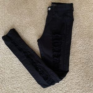 Skinny Leg Black Ripped Jeans